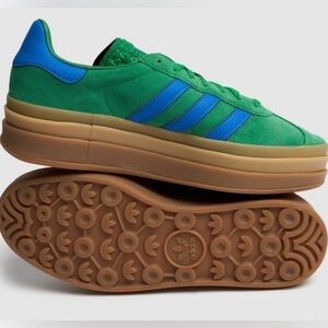 Adidas Gazelle Green with Blue Stripes